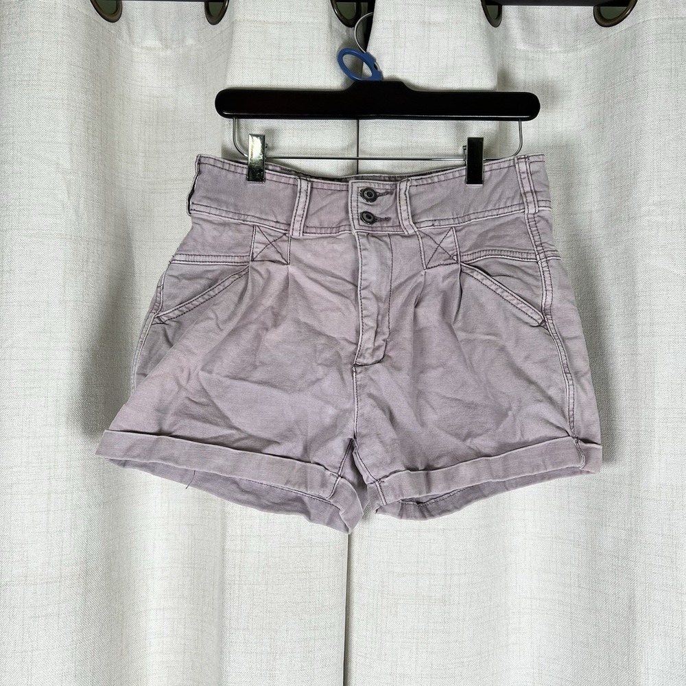 Pilcro Anthropologie High Waisted Pleated Utility Shorts Lavender Purple Size 26